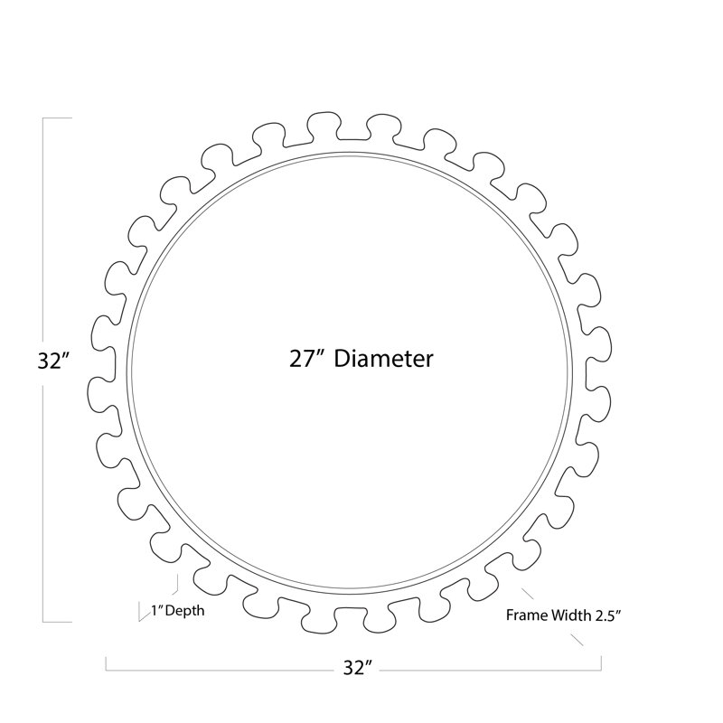 Matte White Round Aluminum Wall Mirror with Protruding Knobs