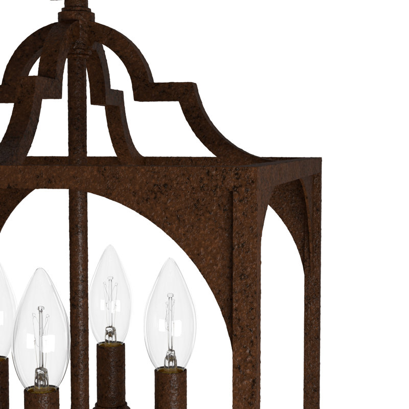 Highland Hill Textured Rust 4-Light Square Lantern Pendant