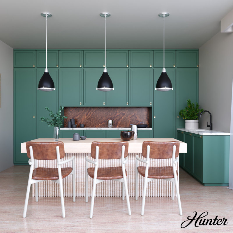 Matte Black and Brushed Nickel Glass Dome Pendant Light