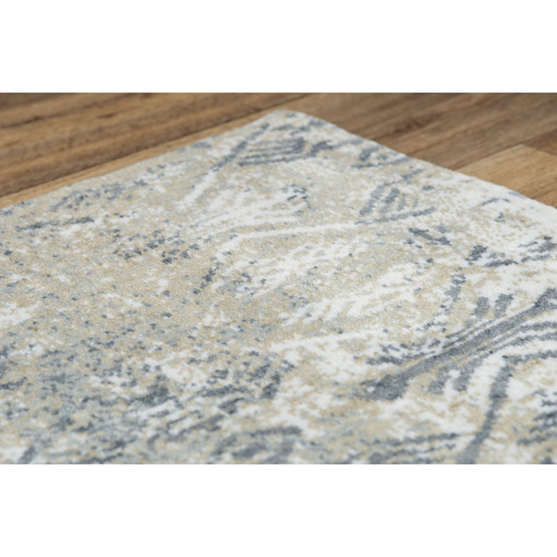 Ivory Bohemian Distressed Geometric 9' x 12' Synthetic Rug