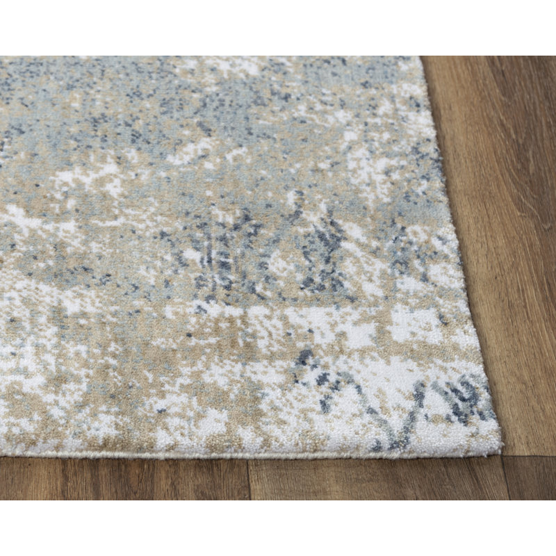 Ivory Bohemian Distressed Geometric 9' x 12' Synthetic Rug