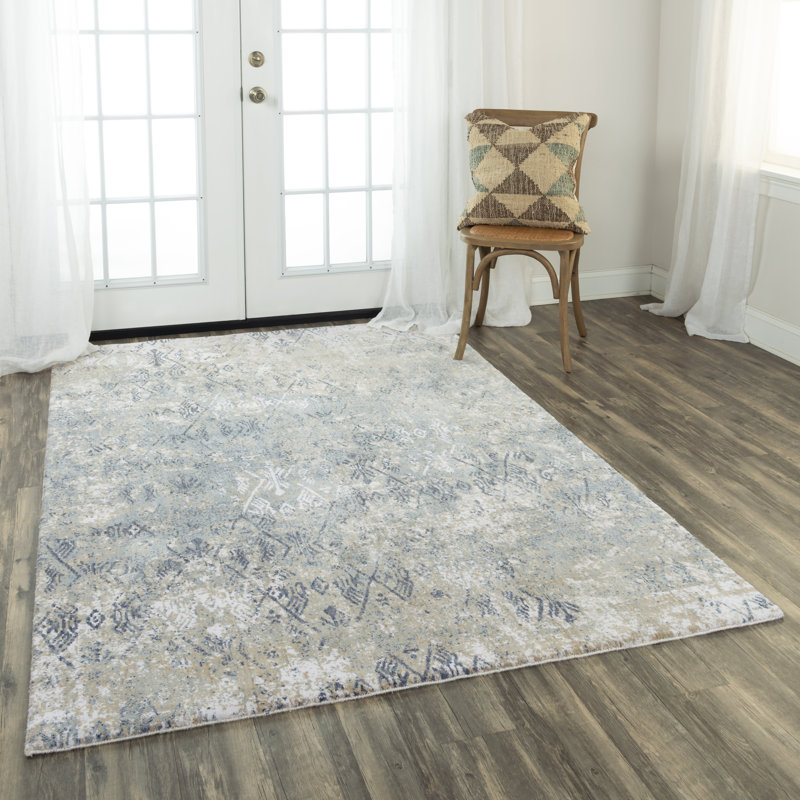 Ivory Bohemian Distressed Geometric 9' x 12' Synthetic Rug