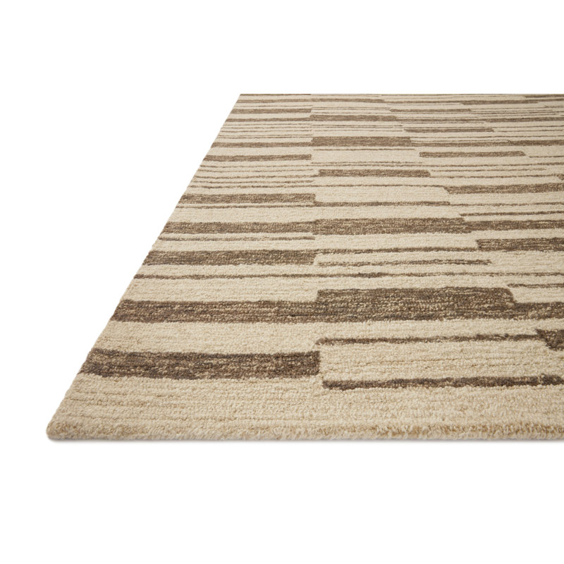 Ivory and Tobacco Hand-Tufted Wool Rectangular Rug