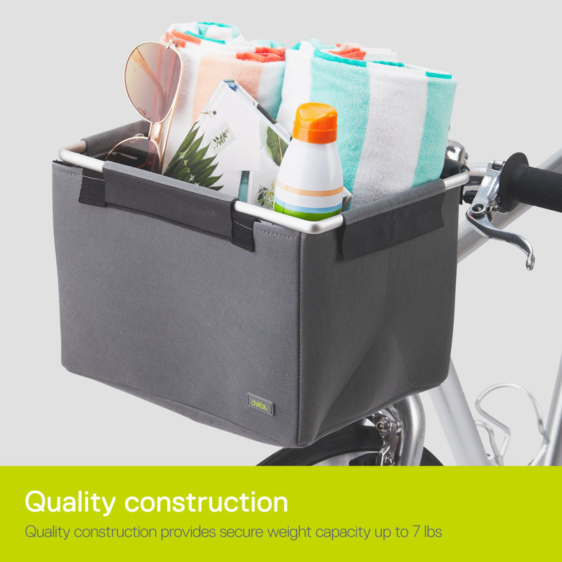 Gray Fabric and Aluminum Removable Bike Basket