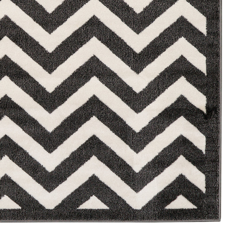Chevron Charcoal and Ivory 8' x 10' Synthetic Rug