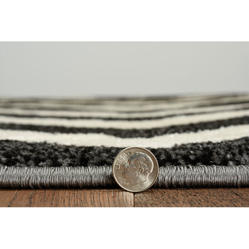 Chevron Charcoal and Ivory 8' x 10' Synthetic Rug