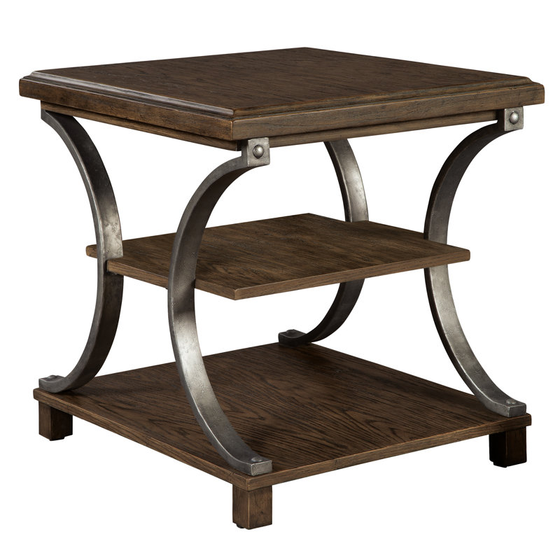 Braddox Transitional Mirrored End Table with Storage in Brown
