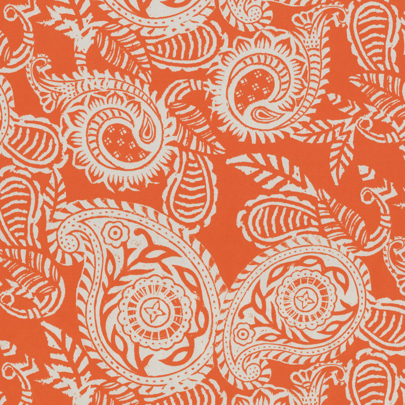 Orange and White Paisley Indoor/Outdoor Throw Pillow Set