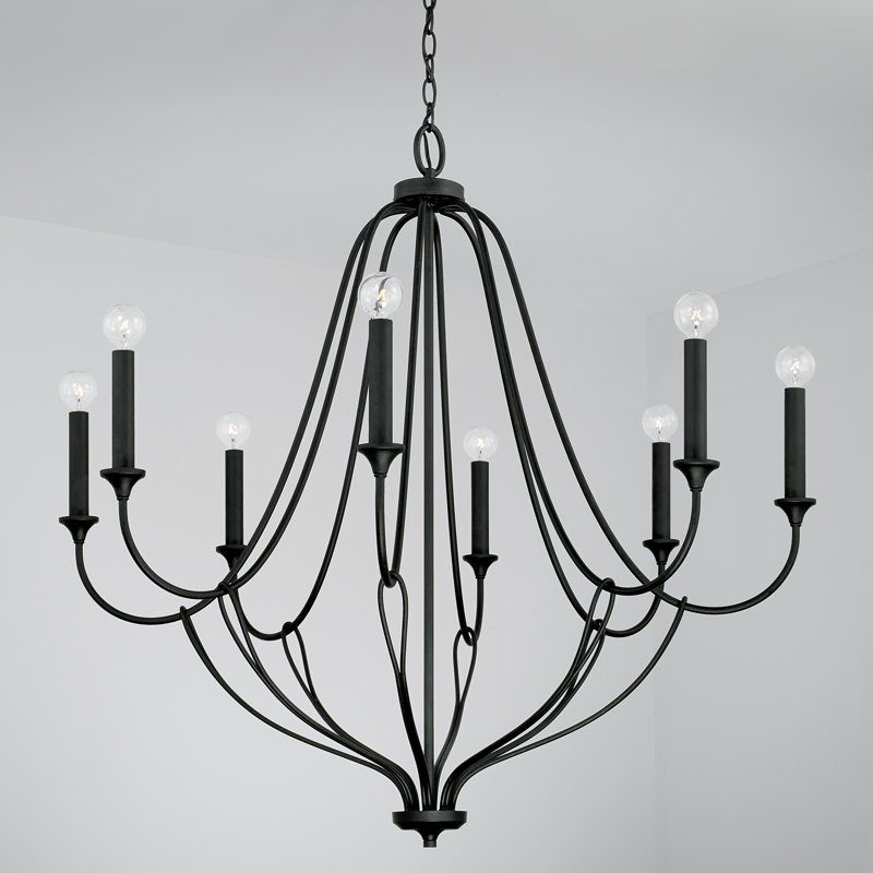 Bentley Black Iron 8-Light Empire Chandelier with Artistic Loops
