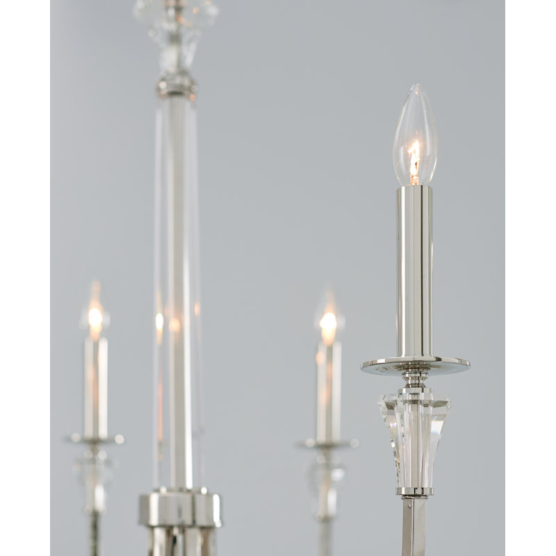 Laurent 52" Polished Nickel 6-Light Crystal Chandelier