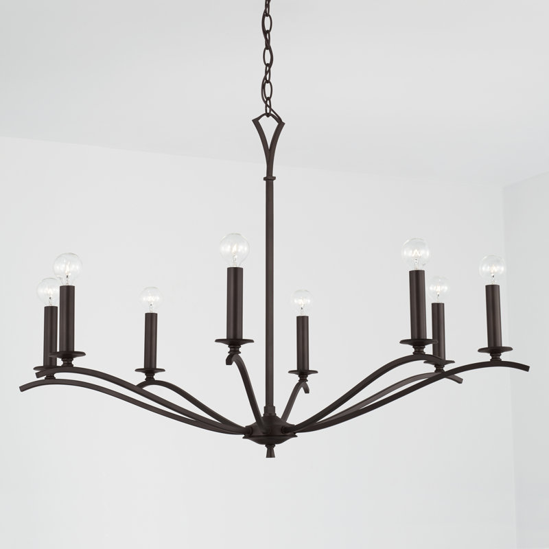 Jaymes Old Bronze 8-Light Candelabra Chandelier with Architectural Loop Detailing