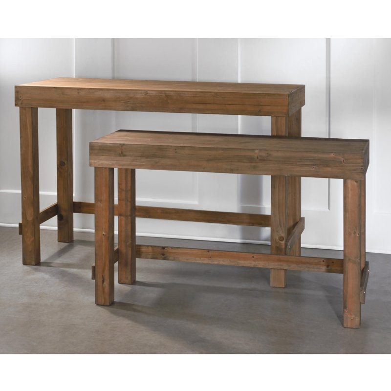 Farmhouse Natural Finish Solid Wood Console Table, 48x16 Inches