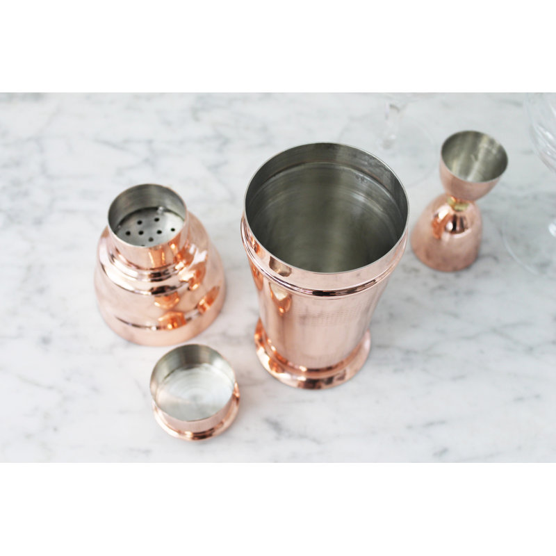 Vintage-Inspired Copper and Brass Cocktail Shaker
