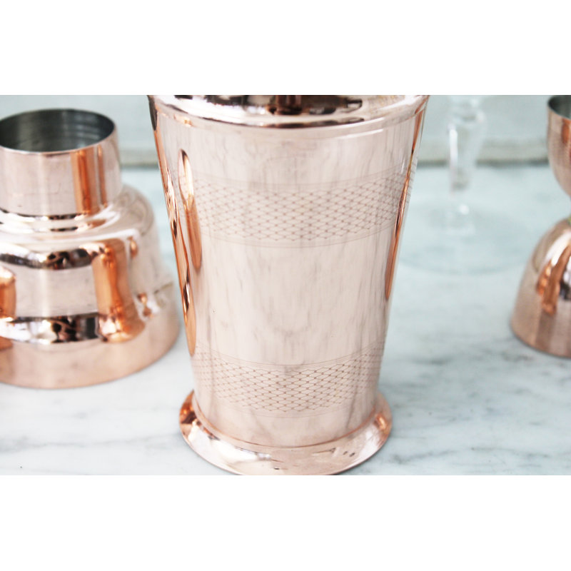Vintage-Inspired Copper and Brass Cocktail Shaker