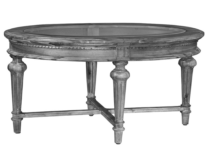Wellington Oval Cocktail Table with Beveled Glass Top and Java Finish