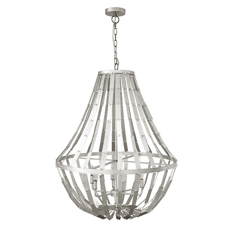 Serafina 6-Light Empire Metal Chandelier in Silver Leaf