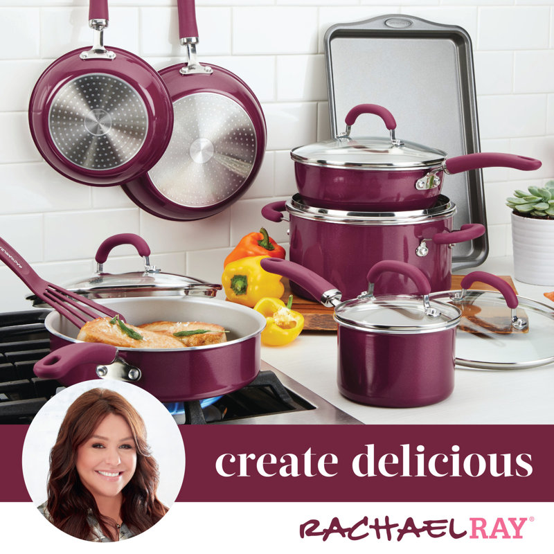 Burgundy Shimmer Aluminum Nonstick 13-Piece Cookware Set