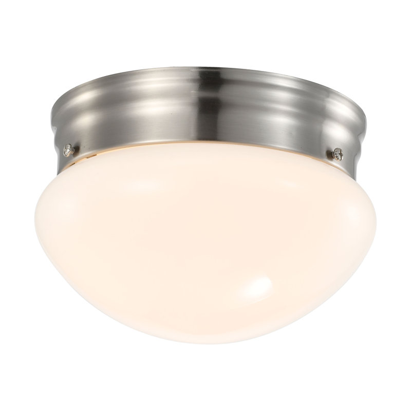 Transitional Brushed Nickel 7" LED Flush Mount with Frosted Glass