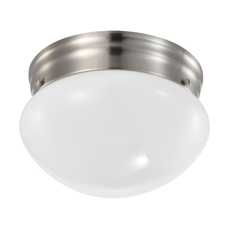 Transitional Brushed Nickel 7" LED Flush Mount with Frosted Glass