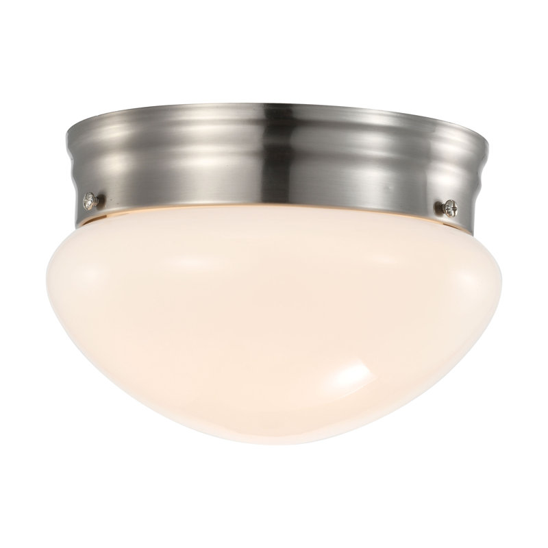 Transitional Brushed Nickel 7" LED Flush Mount with Frosted Glass
