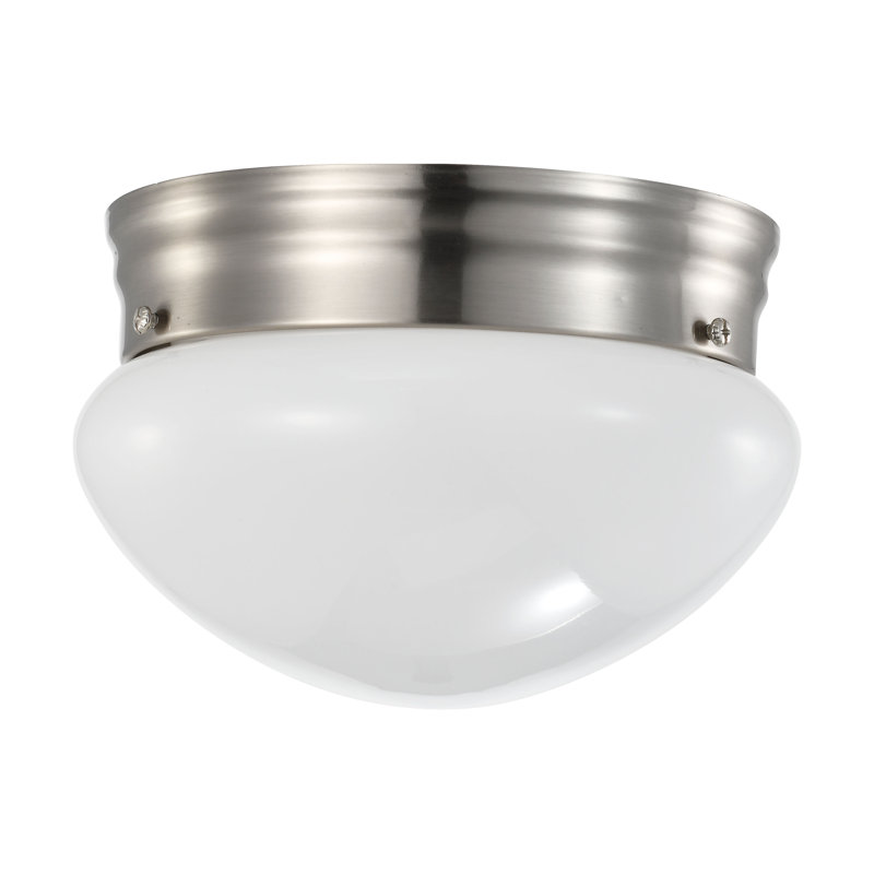 Transitional Brushed Nickel 7" LED Flush Mount with Frosted Glass