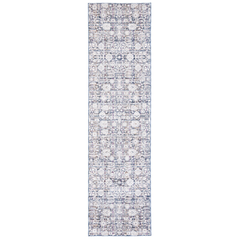 Verona Light Blue & Ivory Oriental Synthetic Area Rug