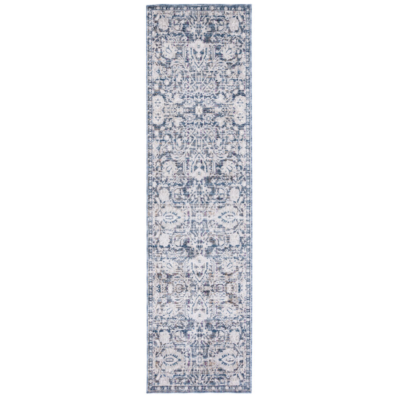 Lauren Light Blue/Ivory Silken Sheen 2'2" x 10' Runner Rug