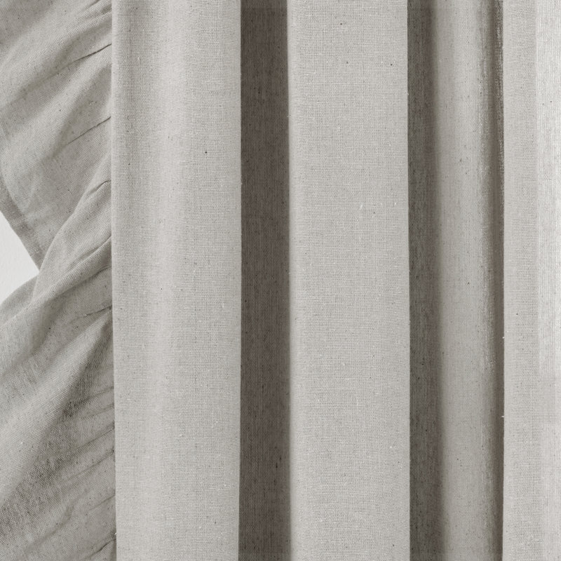 Light Gray Linen Ruffle Rod Pocket Window Panel