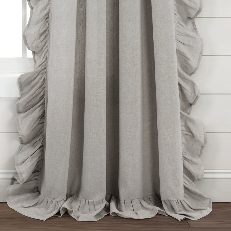 Light Gray Linen Ruffle Rod Pocket Window Panel