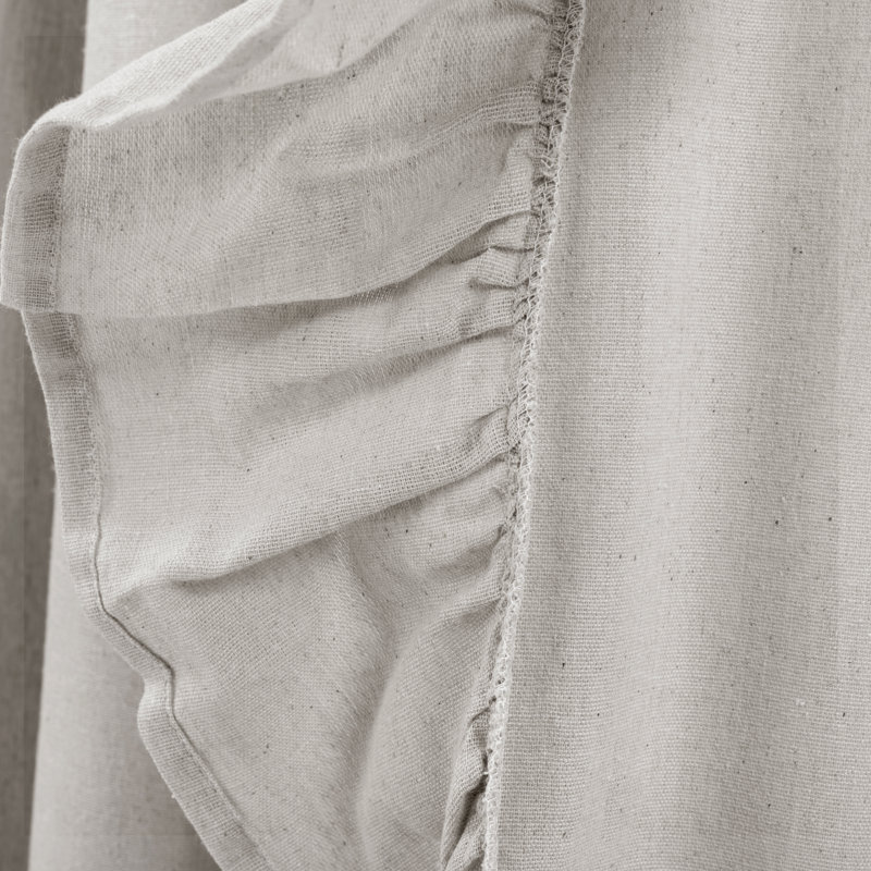 Light Gray Linen Ruffle Rod Pocket Window Panel