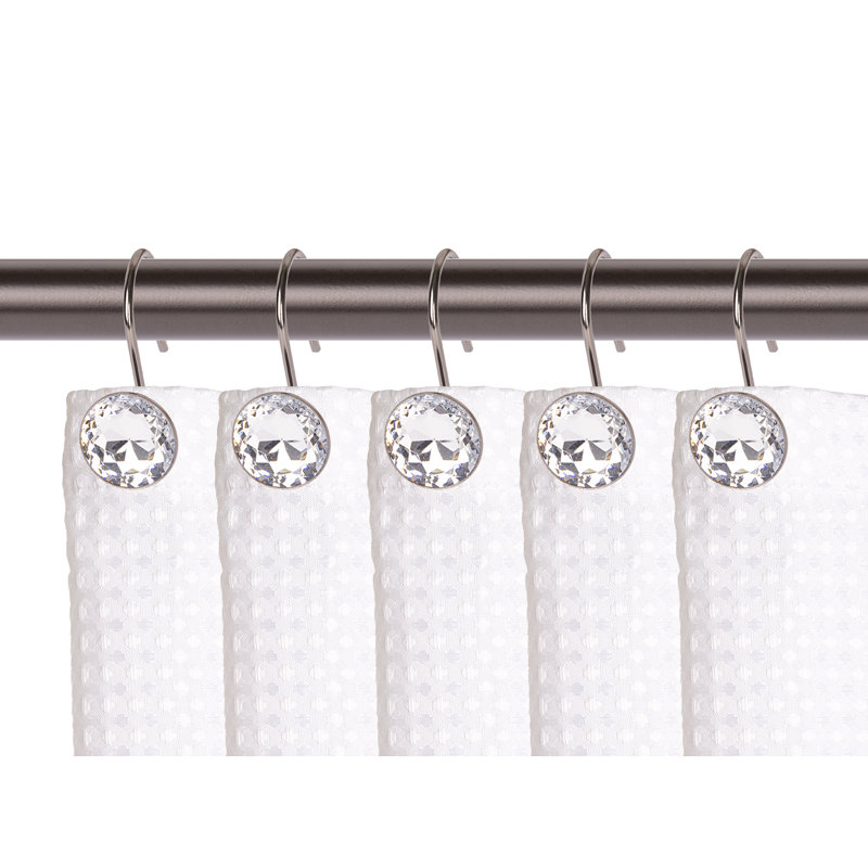 Oil Rubbed Bronze Crystal Shower Curtain Hooks Set of 12