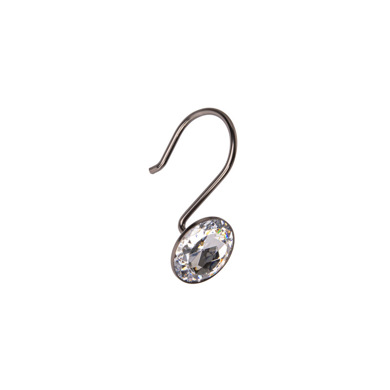 Oil Rubbed Bronze Crystal Shower Curtain Hooks Set of 12