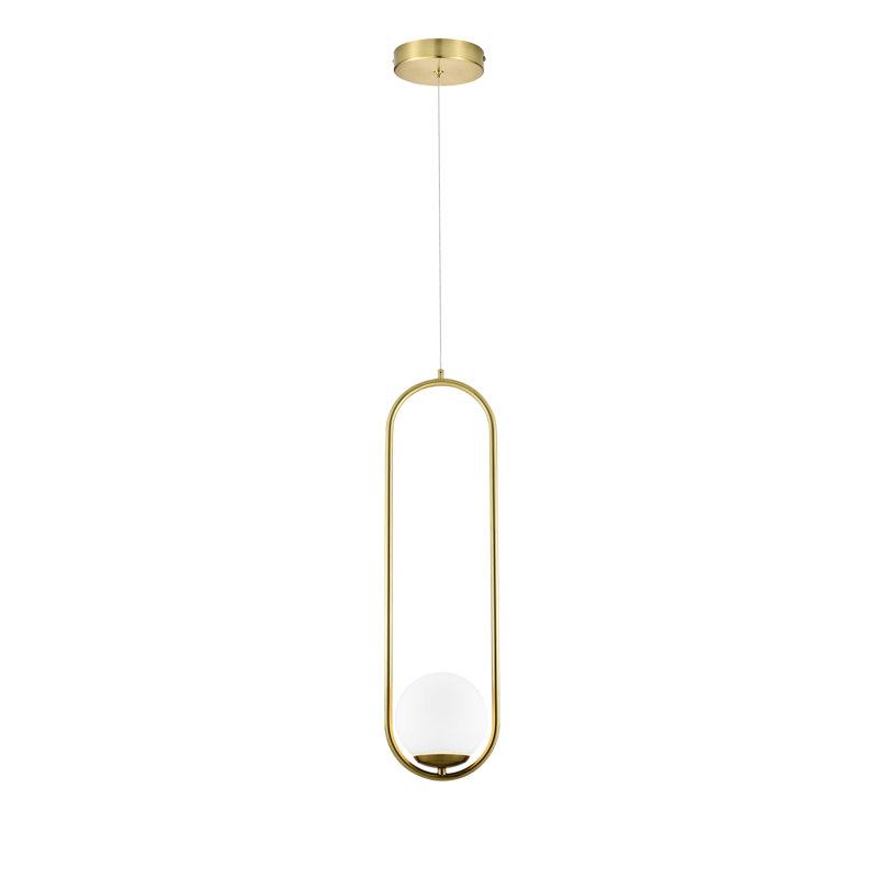 Capri Contemporary 84'' Adjustable Antique Brass LED Pendant with Glass Shade