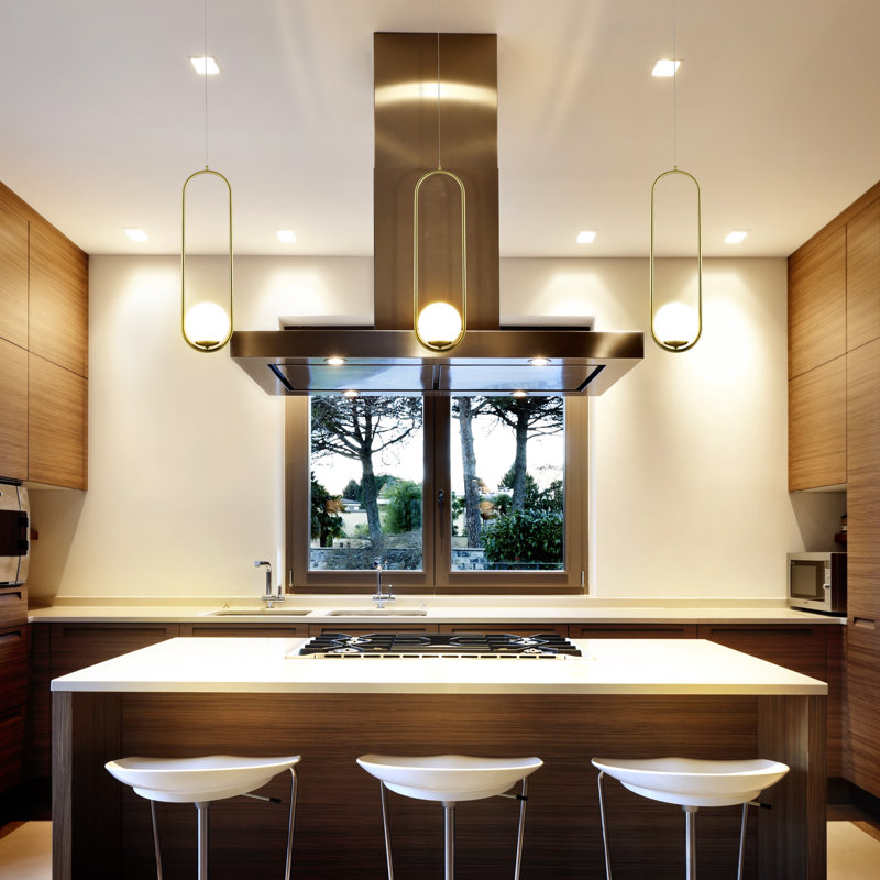 Capri Contemporary 84'' Adjustable Antique Brass LED Pendant with Glass Shade