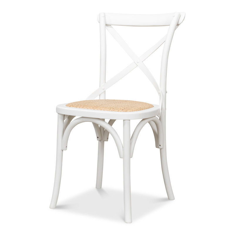 White Oak Cross Back Side Chair with Cane Seat