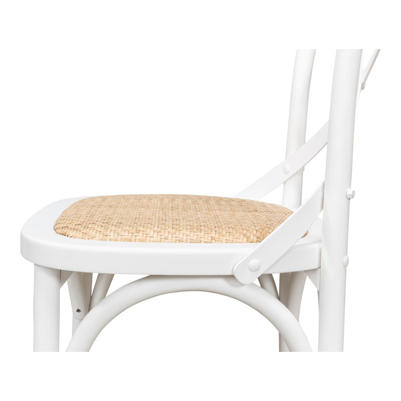 White Oak Cross Back Side Chair with Cane Seat
