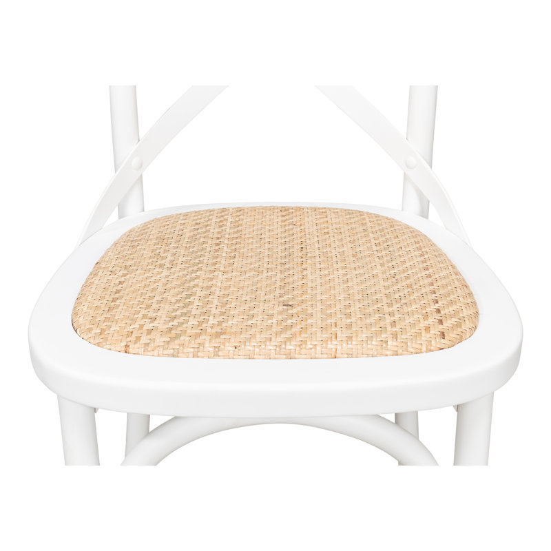 White Oak Cross Back Side Chair with Cane Seat