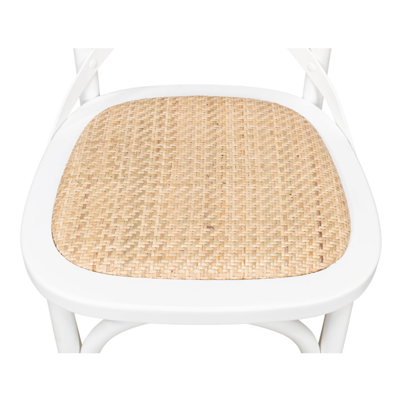 White Oak Cross Back Side Chair with Cane Seat