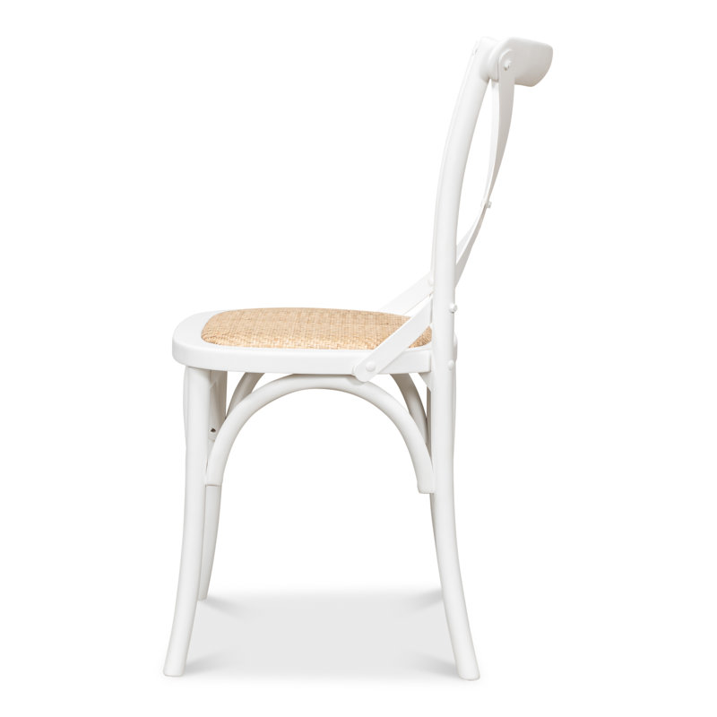 White Oak Cross Back Side Chair with Cane Seat