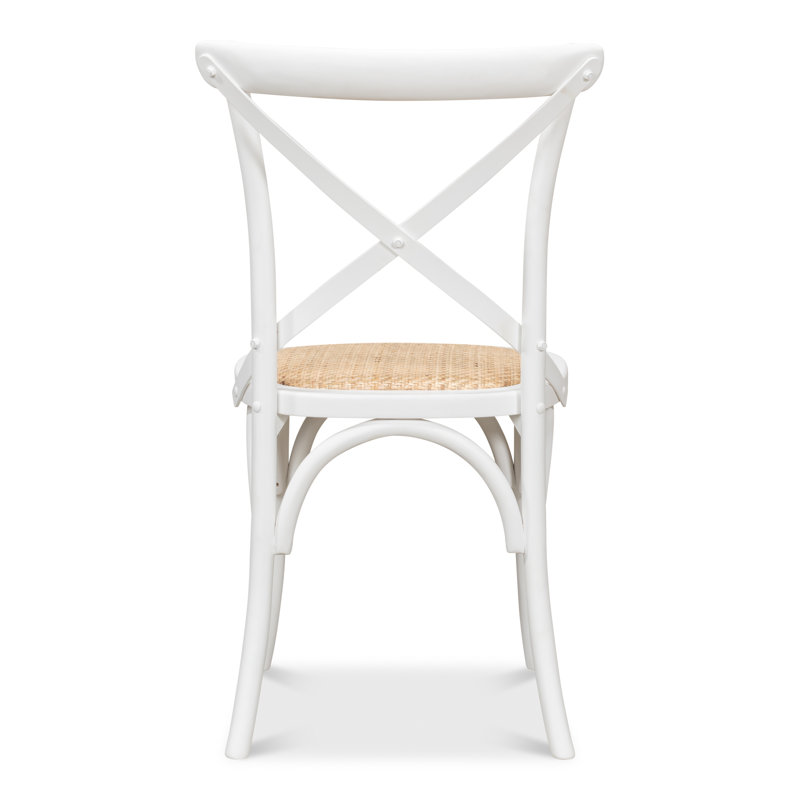 White Oak Cross Back Side Chair with Cane Seat