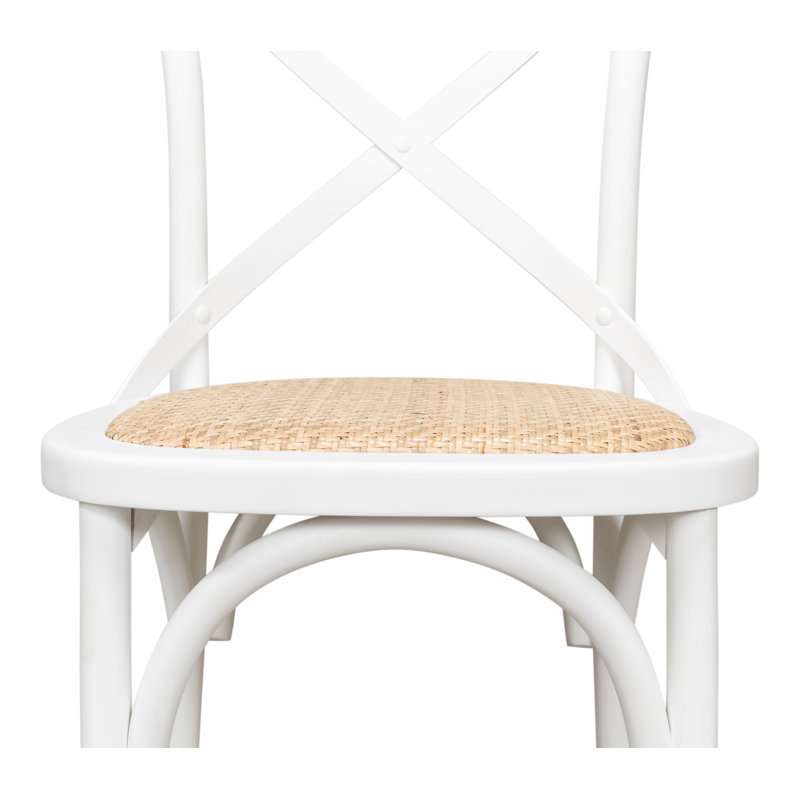 White Oak Cross Back Side Chair with Cane Seat