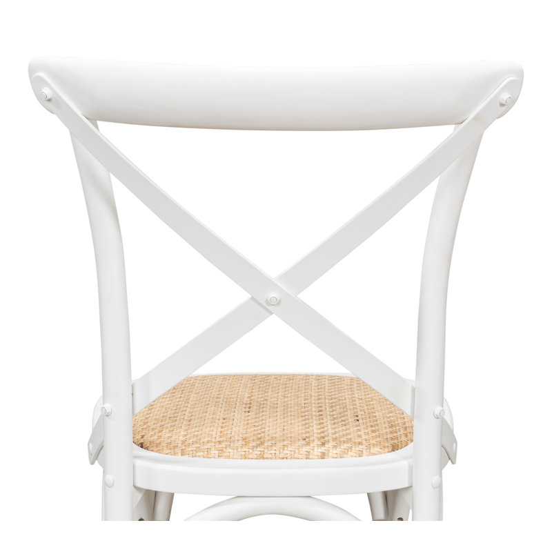 White Oak Cross Back Side Chair with Cane Seat