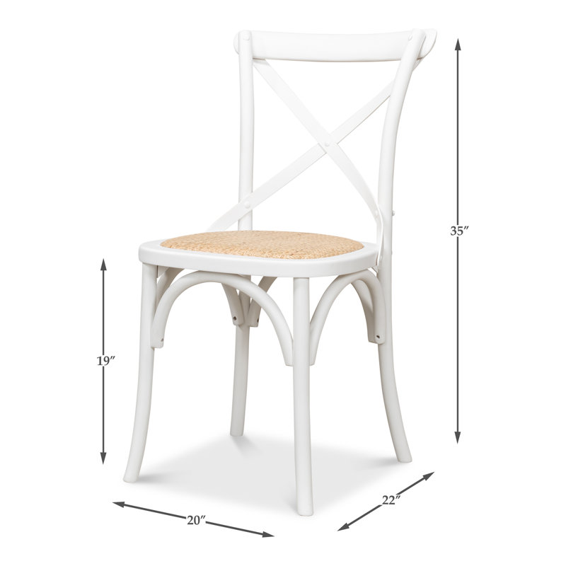White Oak Cross Back Side Chair with Cane Seat