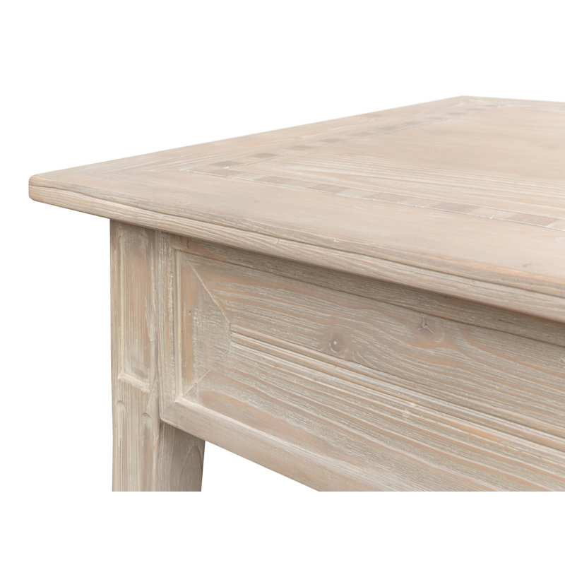 Ibiza Pine Wood Coffee Table with Checkerboard Parquet Inlay