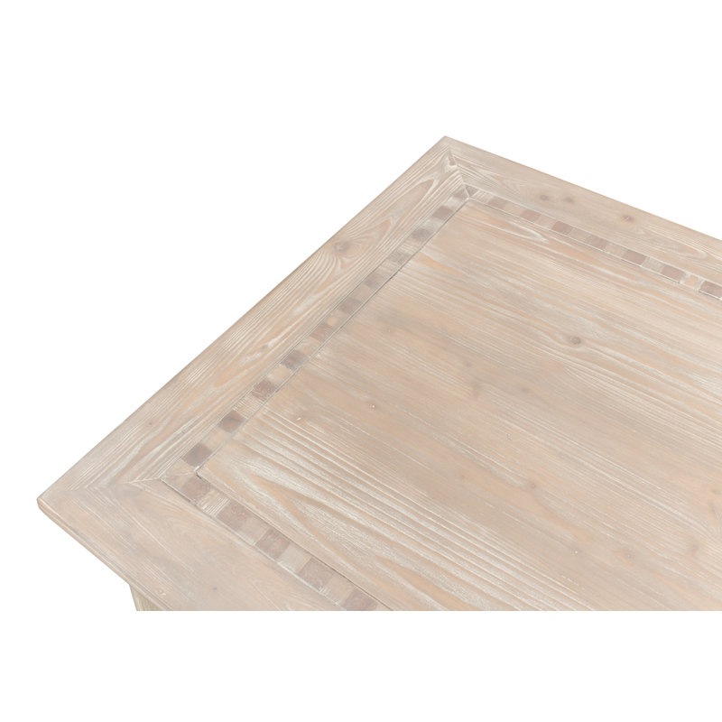 Ibiza Pine Wood Coffee Table with Checkerboard Parquet Inlay
