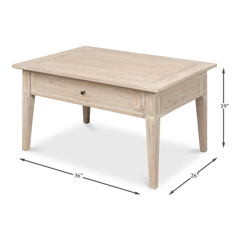 Ibiza Pine Wood Coffee Table with Checkerboard Parquet Inlay