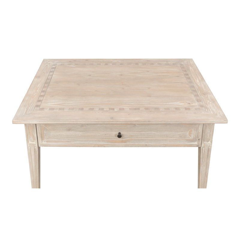 Ibiza Pine Wood Coffee Table with Checkerboard Parquet Inlay
