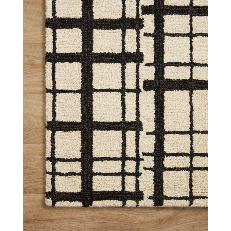 Polly Black and Ivory Hand-Tufted Wool Runner Rug