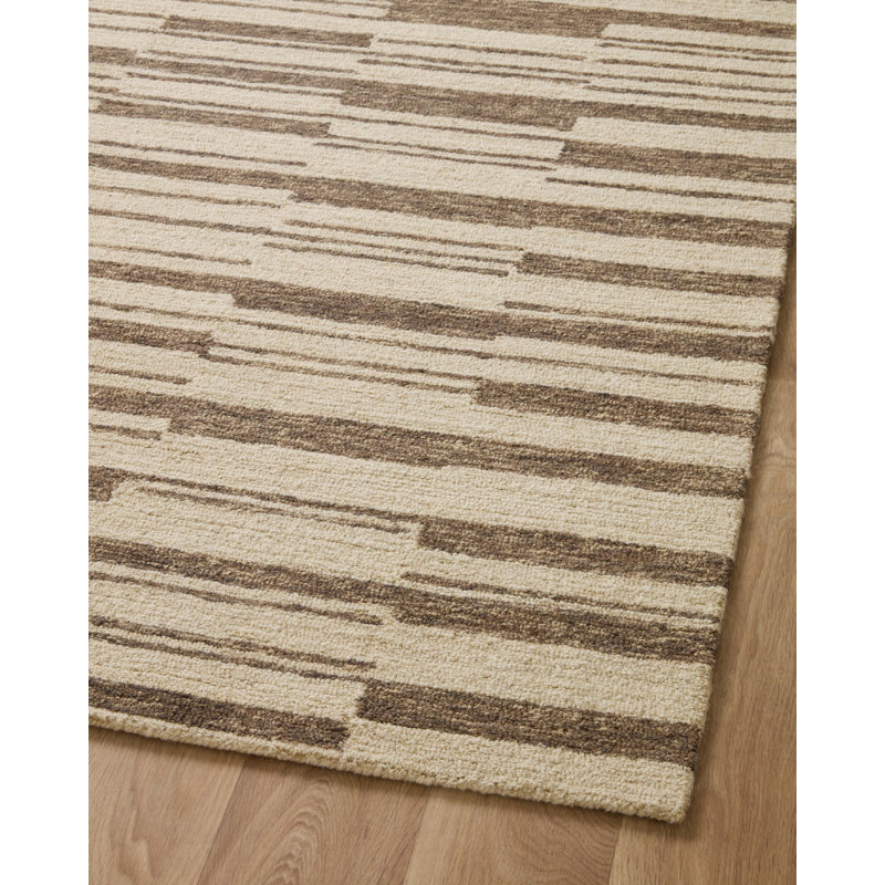 Ivory and Tobacco Hand-Tufted Wool Rectangular Rug