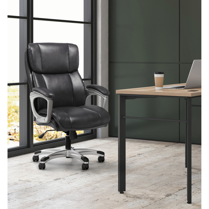 Luxurious High-Back Executive Black Leather Swivel Chair